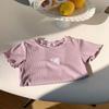 Uma geração de camiseta de verão infantil para meninas, camiseta de manga curta, blusa básica para bebê, top fino com manga de lótus para meninas