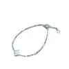 Pulsera de Plata de Ley S925 Plata Triturada Perla de Agua Dulce Barroca Trébol de Cuatro Hojas para Mujer, Pulsera de Lujo Ligero Nicho de Gama Alta