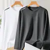 [Destacado] Camiseta de manga larga para hombre, adecuada para primavera y otoño, estilo casual, cuello redondo, corte holgado, transpirable, versátil y ligera, camiseta interior