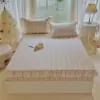 Falda de cama con estampado de encaje 100% algodón Falda de cama de algodón de Xinjiang Cubierta Protector de colchón denso fino y denso Agradable para la piel Cómodo