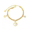 Pulsera Corazón Transfronteriza Europea y Americana Diseño de Nicho Ins Pulsera Apilada de Doble Capa Pulsera con Colgante en Forma de Corazón con Cierre de Concha Blanca
