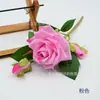 Flor Rosa de Seda Artificial com 3 Cabeças, Galho Único para Decoração de Sala de Estar e Mesa de Jantar, Projeto de Paisagismo Exterior Arte Floral