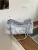 Bolso de mujer estilo Chanel, nuevo bolso de mezclilla transfronterizo tipo bolsa de basura con bordado y cadena, bolso de hombro, bolso de axila, bolsa de compras de gran capacidad