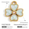 Accesorios de Joyería de Acero Inoxidable Transfronterizos Maleta de Dibujos Animados Goteo de Aceite Flor Colorida Chapado en Oro Real de 18K Colgante