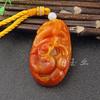 Peça de Cabo de Jade Huanglong Peça de Cabo de Jade Huanglong Pixiu Soberano Pixiu Mãe e Filho Escultura Estéreo Peça de Cabo de Paisagem de Imitação de Jade Pode Ser Usada como Antiga