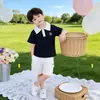 Conjunto de Uniforme Polo Infantil para Alunos de Jardim de Infância e Ensino Fundamental, Uniforme Escolar de Verão Manga Curta Meninos e Meninas Uniforme de Jardim de Infância Compra em Grupo
