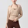 Estilo Perezoso Ropa de Yoga Manga Larga Otoño Fina Pilates Blusa Deportiva Top Camiseta Ropa Exterior Holgada Ropa de Fitness