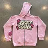 Sudadera con capucha y cremallera estampada con letras de comercio exterior estilo europeo y americano moda callejera holgada 2024