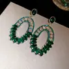 Brincos Pendentes Ovais com Cravação de Diamantes e Tachas Prateadas, Brincos de Temperamento Retrô Estilo Étnico, Brincos de Luxo Leve e Alto Padrão para Mulheres