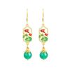 Novos brincos de estilo chinês de alta qualidade Sense Icecum Green Chalcedony Brincos Decoração Artesanal Estilo Clássico Joias de Orelha para Mulheres