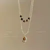 Collar con Colgante de Corazón Estilo Melanoid Otoño Invierno Versátil Moderno Exquisito Cadena para Clavícula Nicho Sensación de Alta Gama Collar de Lujo Ligero