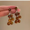 Âmbar Caramelo ~ Brincos com Franja de Resina de Bola Maillard Brincos de Cacho de Uva Femininos Brincos de Alta Qualidade