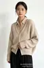 Cárdigan de punto con cremallera y cuello en V estilo coreano para mujer, nuevo top casual de principios de otoño con hombros caídos, mangas largas y chaqueta suéter de punto grueso