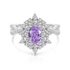 Anel de Gema Colorida com Corte Flor de Gelo Ovo de Pombo para Mulheres, Venda Quente na Live do TikTok, Anel de Diamante de Alto Quilate Deslumbrante, Transfronteiriço Europeu e Americano de Luxo