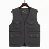 Chaleco casual de nuevo estilo para hombres de mediana edad, adecuado para primavera y otoño, transpirable y adecuado para pescar, deportes al aire libre y montañismo