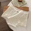 Estilo dulce y femenino, bragas de encaje de algodón puro, tiro medio, fuelle extendido, transpirables, amigables con la piel y antibacterianas