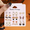 Venta Caliente Transfronteriza Europea y Americana Combinación de Pendientes de Halloween Dibujos Animados Divertidos Cabeza de Calabaza Fantasma Murciélago Elemento Set de Pendientes
