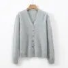 Cardigan de Punto de Lana Peluda con Cuello de Felpa, Manga Larga, Holgado, Color Sólido, Suéter de Lana Pulóver Cepillado, Nuevo Otoño/Invierno