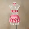 Traje de Baño de Dos Piezas con Estampado Floral de Verano con Cuello Halter Transfronterizo Ins Hawaiano Sexy para Playa Bikini
