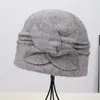 Sombrero de Madre de Ala Ancha a Prueba de Frío para Otoño e Invierno, Versátil y Cálido, Decoración de Girasol de Flor de Cuatro Hojas para Personas de Mediana Edad y Mayores