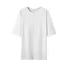 Camiseta de algodão de manga curta 200 gramas roupa de casal masculina e feminina primavera e verão 2024 atacado cor sólida ombro caído versão leve versão básica