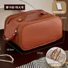 Bolsa cosmética impermeable de PU de color sólido portátil, Bolsa de almacenamiento de gran capacidad para cosméticos y artículos de tocador, Bolsa de mano para viaje