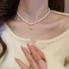 Colar de Cereja Pérola Suave de Verão Feminino Luxo Leve Nicho Temperamento Corrente de Pescoço Doce e Fresca Corrente Clavicular