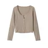 Ropa de mujer transfronteriza 2026 otoño nuevo estilo francés deseo puro manga larga cuello en V punto de empalme de encaje top 5644315