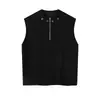 Camiseta sin mangas para hombre estilo americano, verano, alta calle, punk, fresca, remachada, con media cremallera, tipo chaleco, top deportivo para hombro