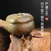 Ruyi de Caqui Madera Maciza de Sándalo Verde Natural Tallado Adornos Pastorales de Caqui Artesanías de Tallado con Mango Creativo Juego Literario