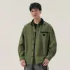 Chamarra Camisa Retro Americana Hombre 2026 Otoño Nuevo Estilo Detroit Gama Alta Bloque de Color Patchwork Solapa Chaqueta de Trabajo