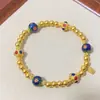 Pulsera de Flor Quemada Azul Antiguo Dorada Arena Estilo Mismo de Yang Mi Nuevo Estilo Chino Flor de Seis Pétalos Pulsera de Perlas Redondas Perlas de Transferencia para Mujer