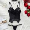 Otoño Moda Europea y Americana Nueva Malla Transparente Seductora Moldeadora de Cuerpo Sexy Conjunto de Lencería