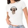 2026 Verano Estilo Europeo y Americano Transfronterizo Nuevo Producto Gato Picante Estampado Manga Corta Corte Delgado Camisa para Mujer