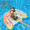 Respaldo de PVC Ecológico Transfronterizo Flotador de Piscina para Adultos Tumbona Inflable Acuática con Lentejuelas en Forma de U Flamenco Fila Flotante Inflable