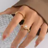 Anel Liso Simples Novo Europeu e Americano Transfronteiriço Mais Vendido Tendência Personalidade Minimalista Banhado a Ouro Anel de Moda Totalmente Cravejado Joia