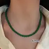 Novo Colar de Ágata Verde Natural Calcedônia Chinoiserie Feminino Jaspe Luxo Acessível Corrente de Clavícula Jade Corrente de Suéter