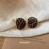 Brincos Ovais Estampa de Leopardo Aveludada Estilo Maillard, Brincos Versáteis Exquisitos Vintage Outono e Inverno, Brincos de Luxo Leve de Alta Qualidade