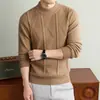 Suéter de Punto Trenzado con Cuello Redondo para Hombre, Cálido, Estilo Old Money, Ropa para Hombre, Lujo Ligero, Gama Alta, Color Sólido, Transpirable, Top Casual