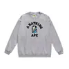 Bape Ape Head marca de moda unisex cuello redondo manga larga algodón estampado holgado chaqueta sudadera de otoño e invierno para hombre