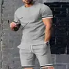 Conjunto de Camiseta Casual de Manga Curta com Estampa 3D e Shorts Esportivo Casual Masculino Europeu e Americano Transfronteiriço Mais Vendido