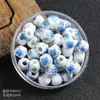 Aplicações Redondas Contas de Cerâmica 8mm Contas de Porcelana Azul e Branca Material para Pulseira DIY Contas Soltas de Cerâmica Saquinho Pulseira Acessórios Atacado