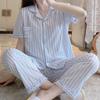 Pijama de verão doce estilo japonês feminino dos desenhos animados xadrez melodia da menina solta comércio exterior do sudeste asiático roupas para casa transfronteiriças