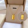 [Aço titânio de corpo inteiro] colar de ouro real extremamente rico em tijolo de ouro na fornalha feminina ins net acessórios de corrente de clavícula vermelha