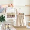 Traje de niño de manga corta con solapa de letras, comercio exterior nuevo, estampado completo en inglés, ropa de estilo extranjero para niños, dos piezas, venta directa