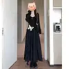 Roupas femininas plus size, coleção outono 2026, novo vestido maxi de manga longa, assimétrico, com estampa de borboletas, perfeito para looks de início de outono, cintura elástica, vestido justo