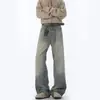 Ropa Popular para Hombre / Novedad de Primavera Estilo Americano High Street Peso Pesado Jeans Versátiles de Longitud Completa para Hombres y Mujeres, Corte Holgado con Ligero Desflecado