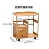 Gabinete de Té Móvil Gabinete Lateral de Cocina Estante para Té Estante Cubo Estante de Almacenamiento de Madera Maciza de Bambú Mesa Lateral de Mesa de Té