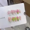 Uñas Artificiales Reutilizables Hechas a Mano Nai Zi Estilo Europeo y Americano B320 Estilo Fresco de Primavera con Base Transparente Nude y Puntas Verdes