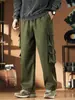 Exército Verde Calças Retas Tooling Outono Masculino Novo High Street Moda Marca Multi-Bolso Solto All-Match Calças Casuais